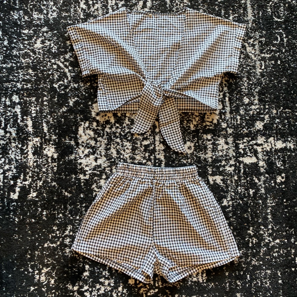 B&W Gingham Matching Set